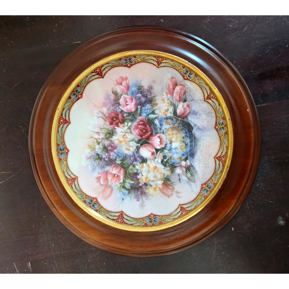 Lena Liu Amorous Angels Ceramic Collector Plate Floral Cherub Limited Ed 1993